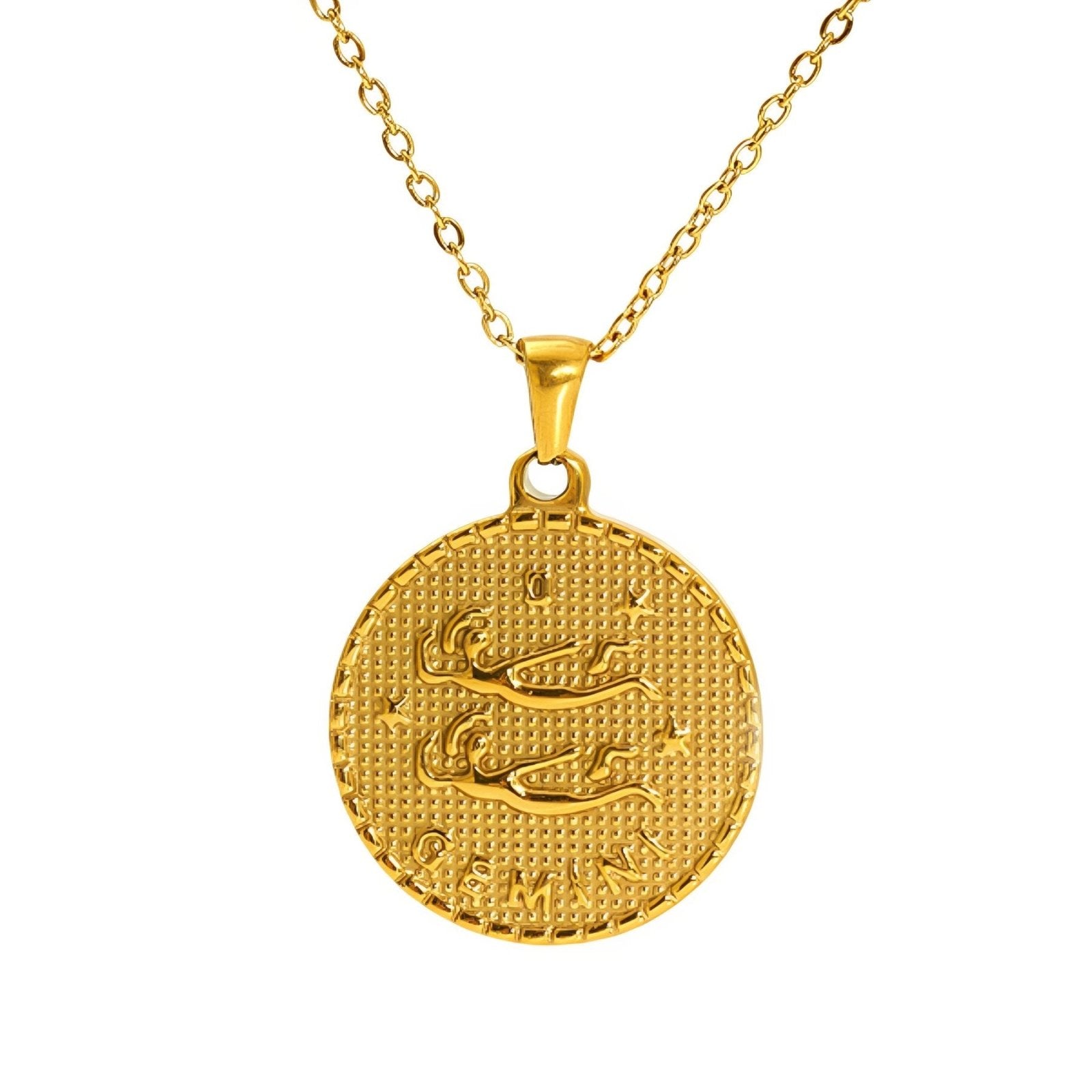 Collier signe astrologique personnalisé, pendentif en acier inoxydable plaqué or 18K avec symbole du zodiaque