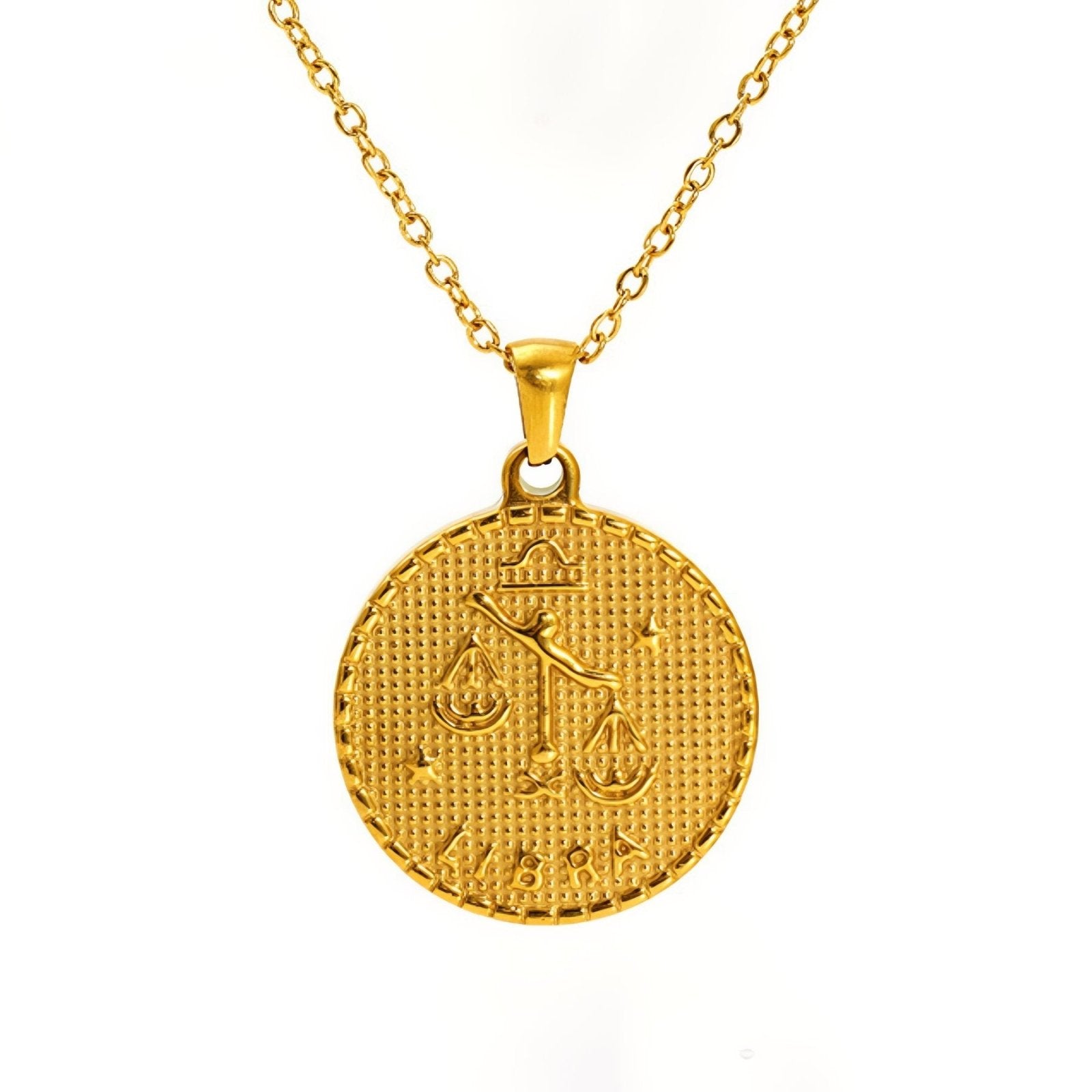 Collier signe astrologique personnalisé, pendentif en acier inoxydable plaqué or 18K avec symbole du zodiaque