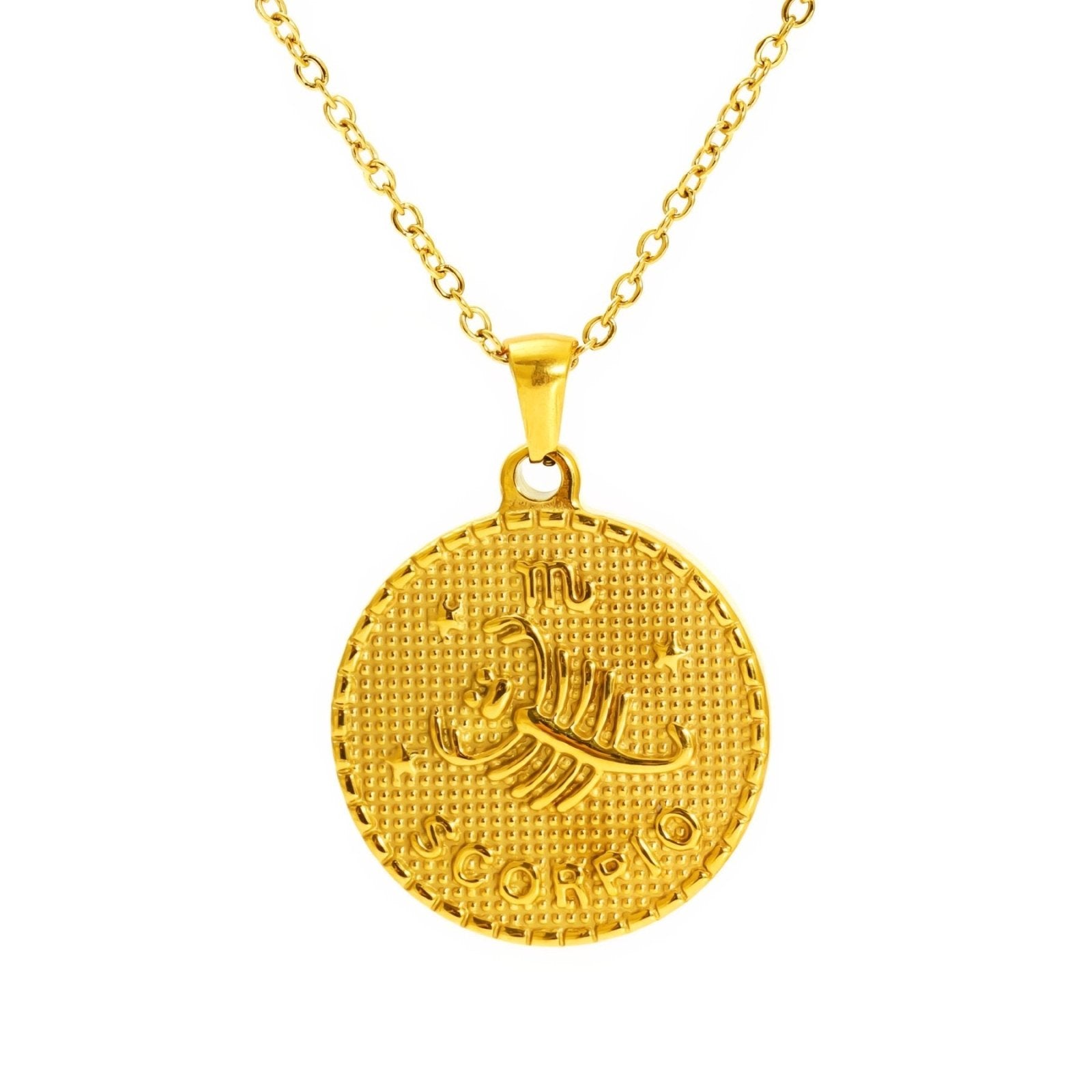 Collier signe astrologique personnalisé, pendentif en acier inoxydable plaqué or 18K avec symbole du zodiaque