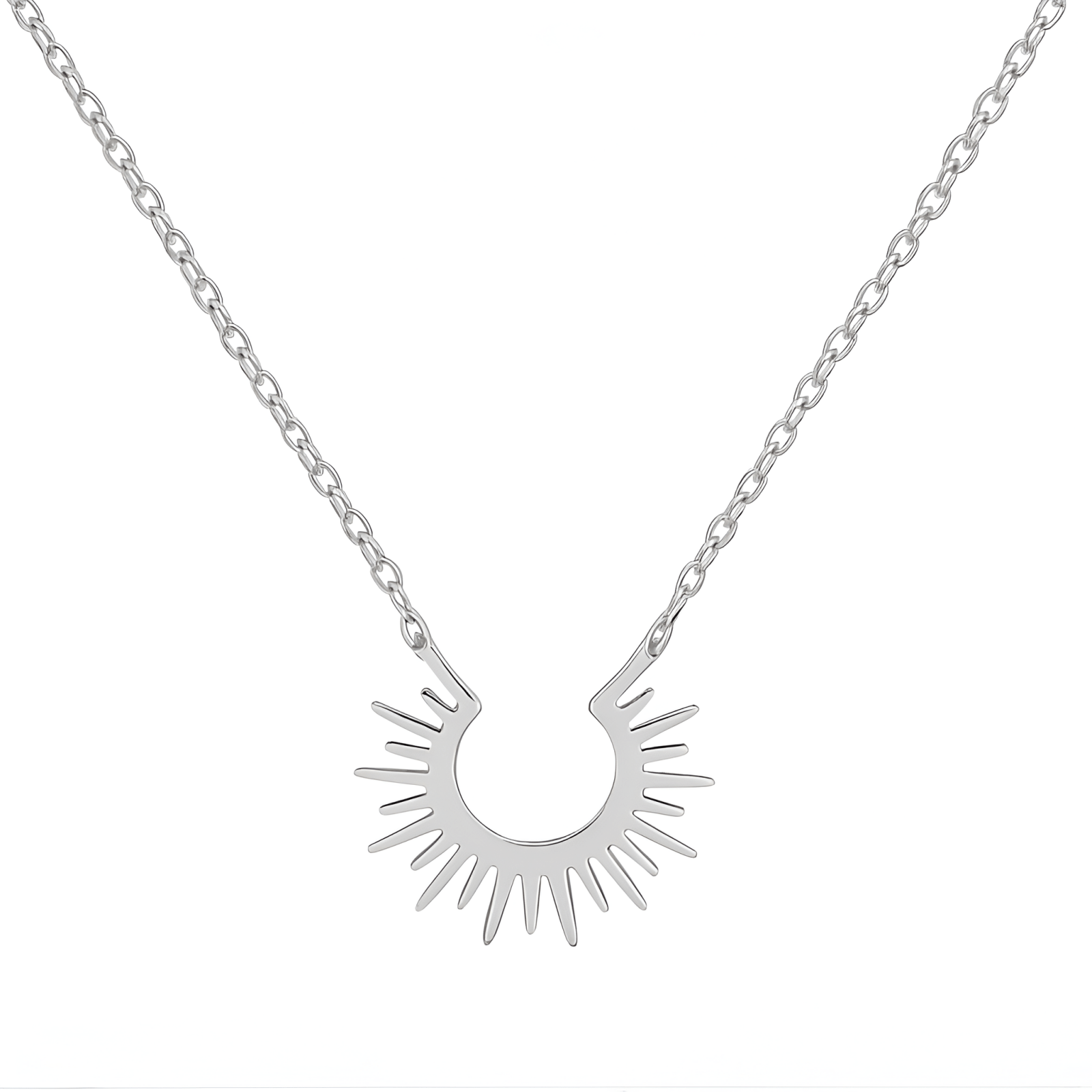 Collier soleil stylisé en acier inoxydable doré, bijou bohème pour femme moderne, modèle Sola