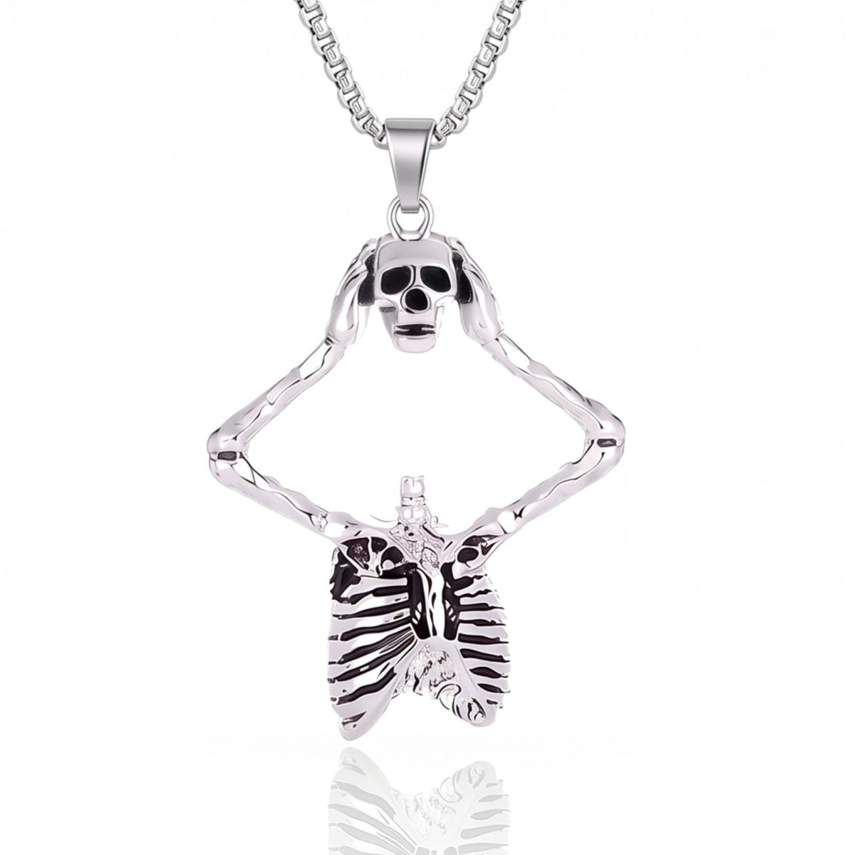 Collier squelette pour homme, en alliage de zinc, style gothique