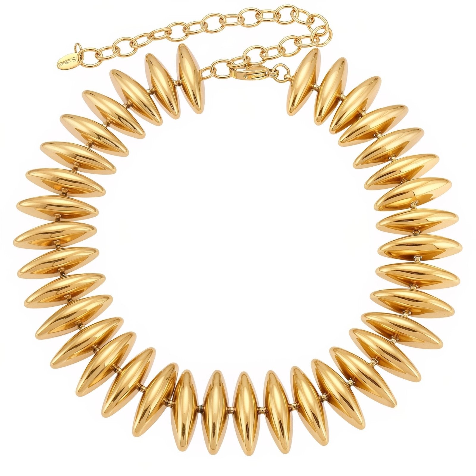 Collier statement ras - du - cou, maille ovale dorée ou argentée, en acier inoxydable