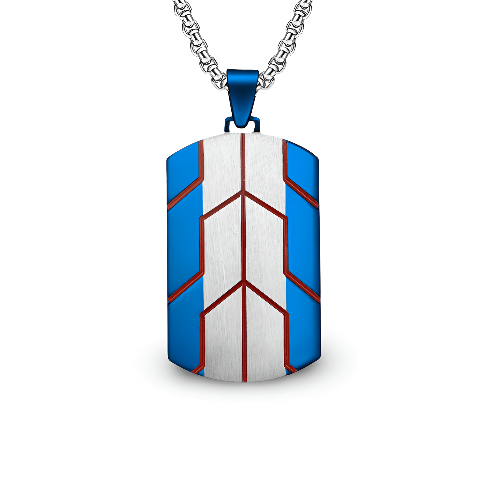 Collier streetwear homme, pendentif géométrique multicolore en acier brossé, modèle Malcolm