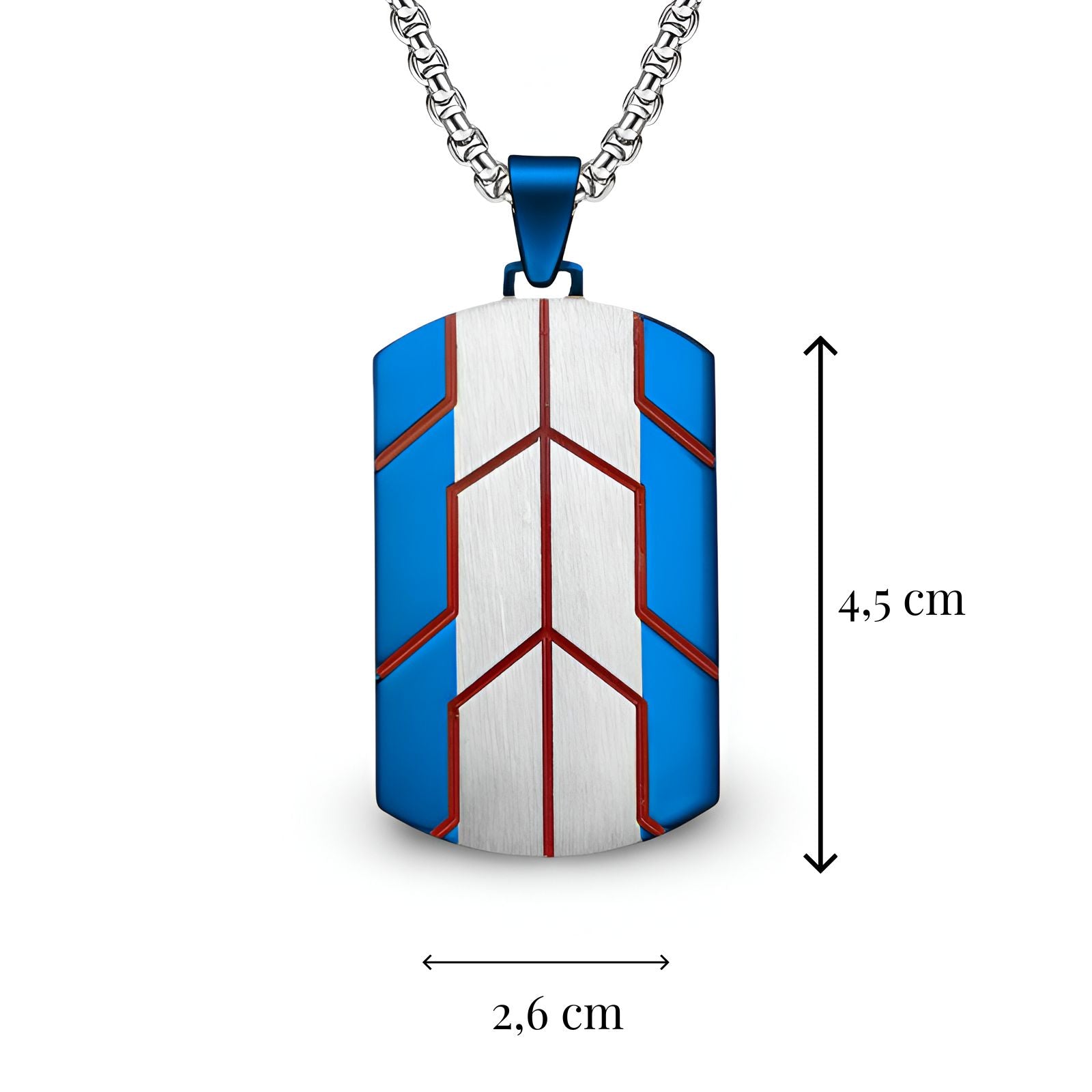 Collier streetwear homme, pendentif géométrique multicolore en acier brossé, modèle Malcolm