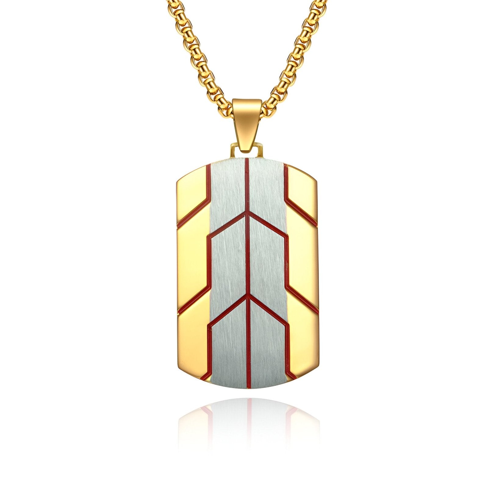 Collier streetwear homme, pendentif géométrique multicolore en acier brossé, modèle Malcolm