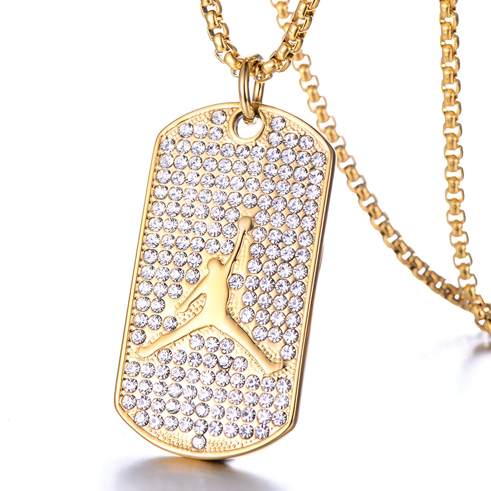 Collier streetwear pour homme, pendentif basketball, finition plaqué or, modèle Lavine