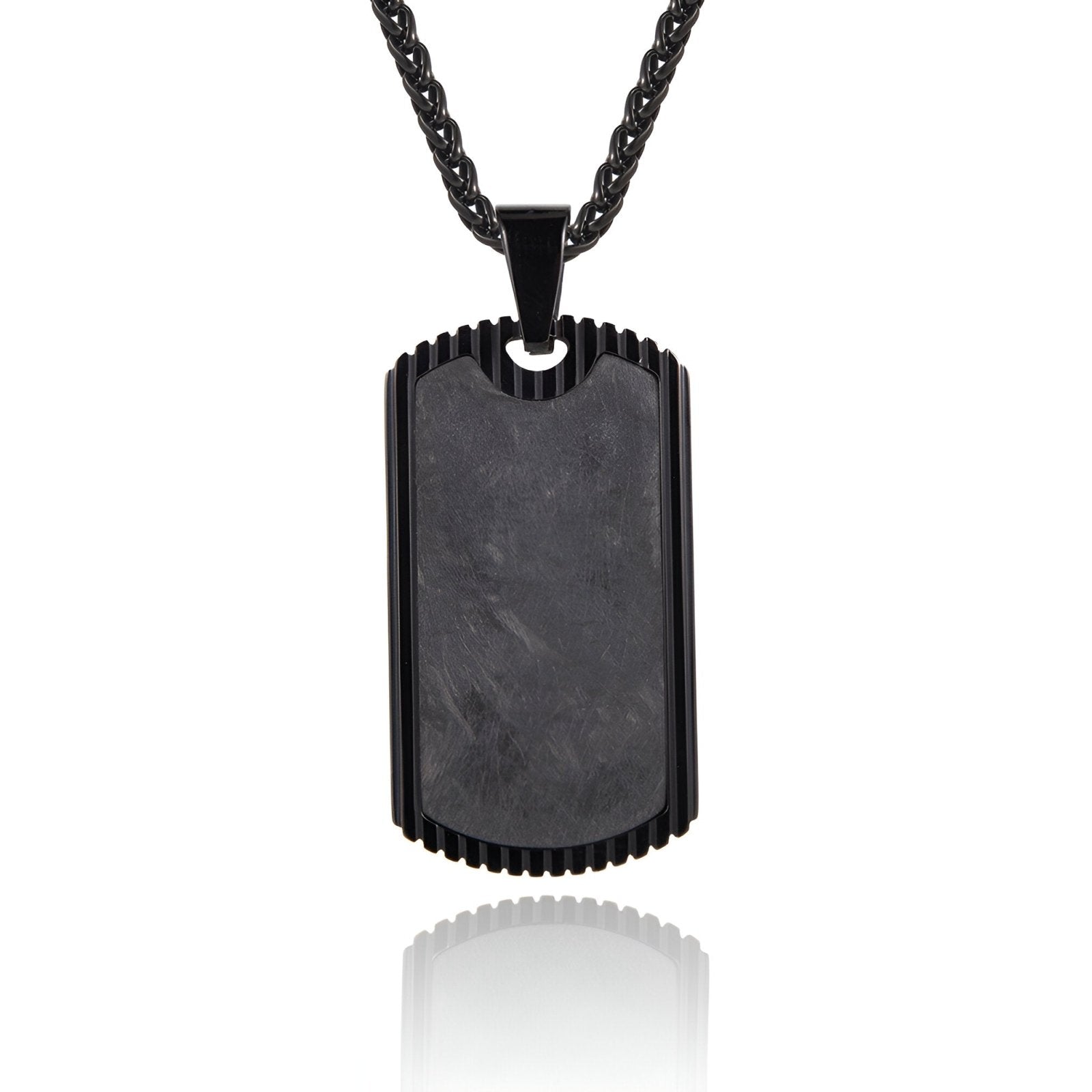 Collier style armée noir, plaque en acier et fibre de carbone, pour homme, modèle Marshall