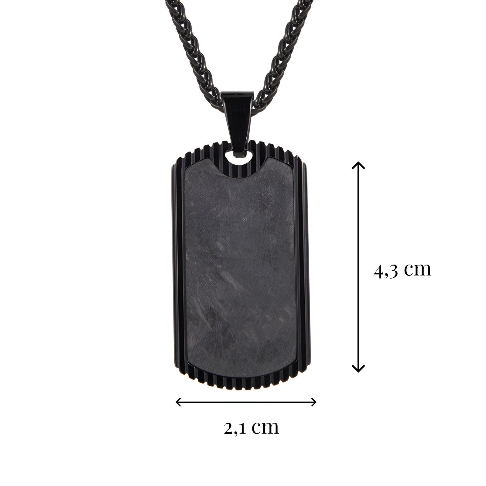 Collier style armée noir, plaque en acier et fibre de carbone, pour homme, modèle Marshall