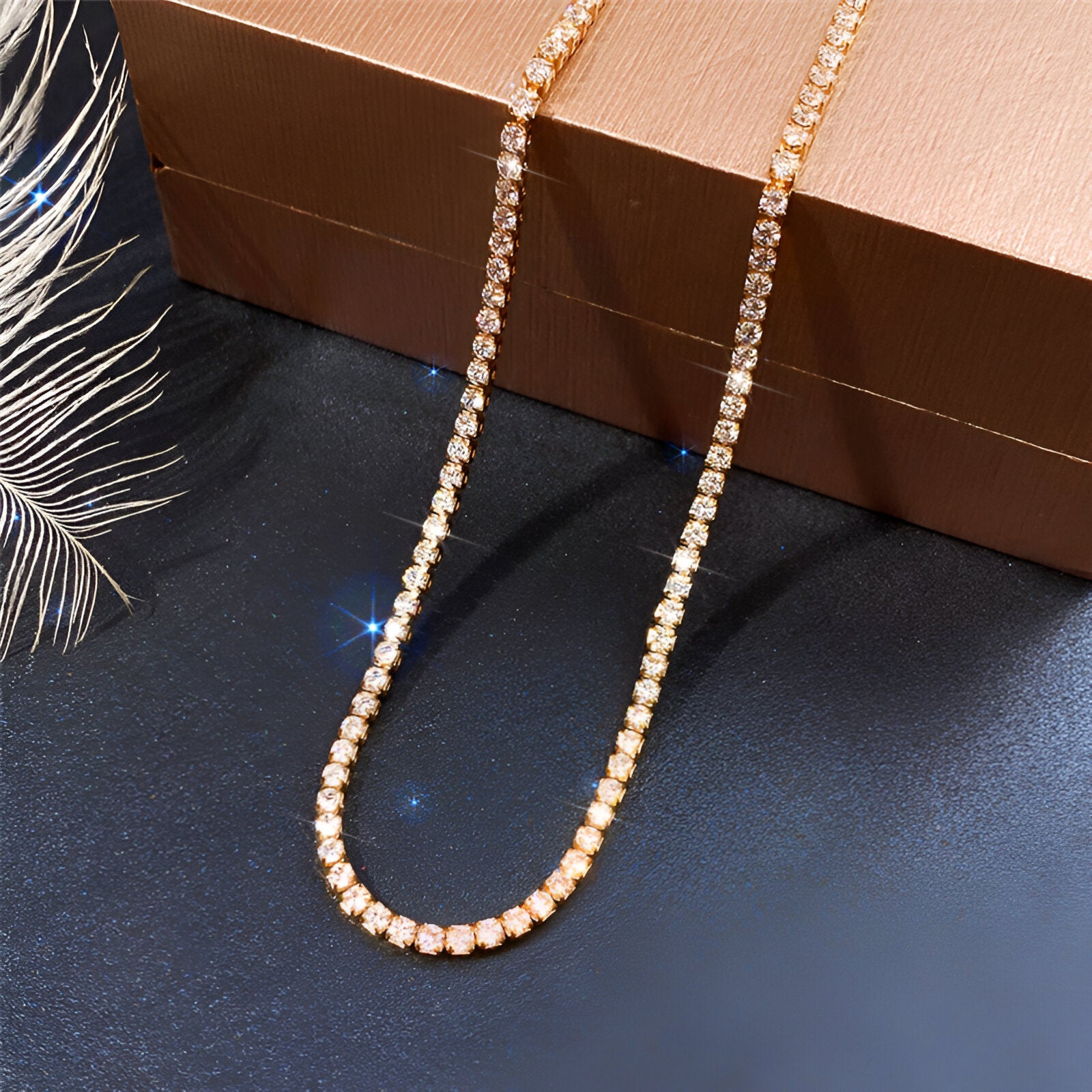 Collier tennis réglable, zircon scintillant, 3 finitions modèle Piper