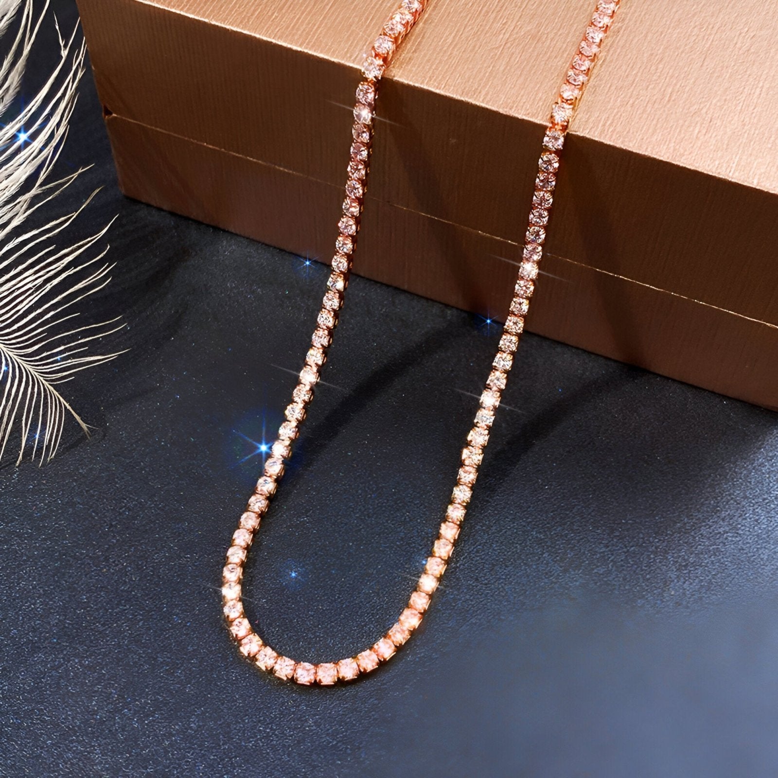 Collier tennis réglable, zircon scintillant, 3 finitions modèle Piper