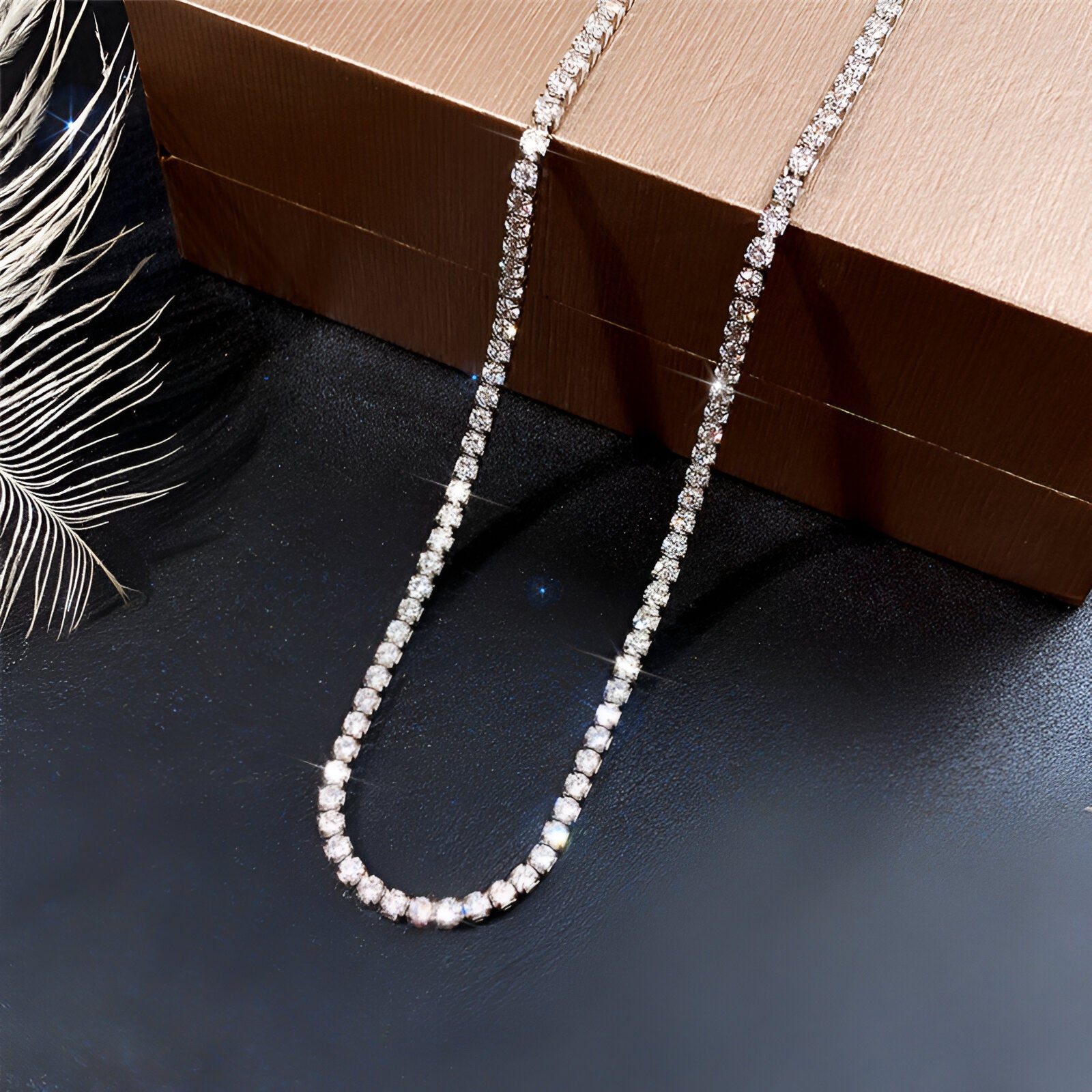 Collier tennis réglable, zircon scintillant, 3 finitions modèle Piper