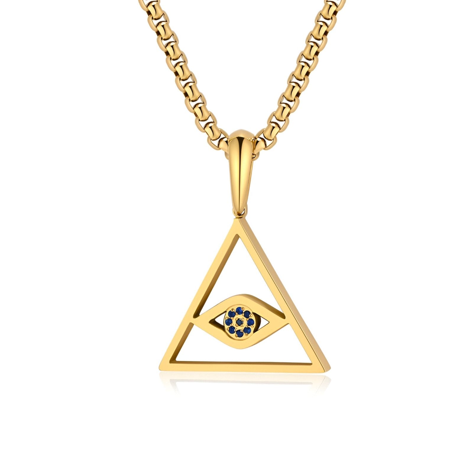 Collier triangle moderne, motif œil protecteur, serti de zircon bleuté, modèle Nazir