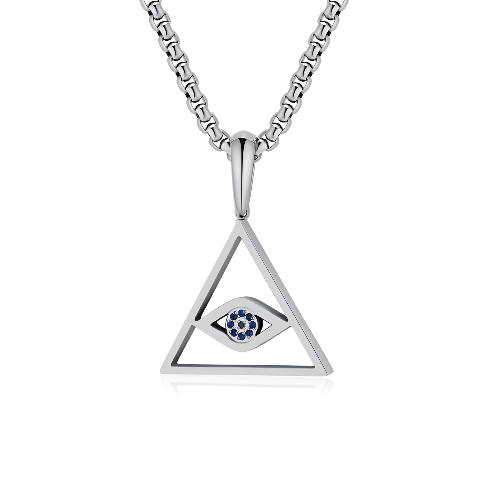 Collier triangle moderne, motif œil protecteur, serti de zircon bleuté, modèle Nazir