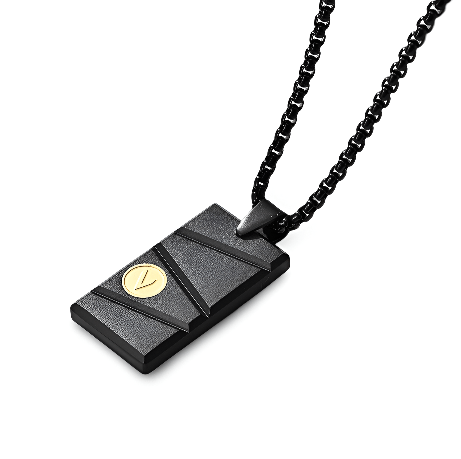 Collier urbain pour homme, acier inoxydable avec médaillon doré, style plaque militaire, modèle Zaro