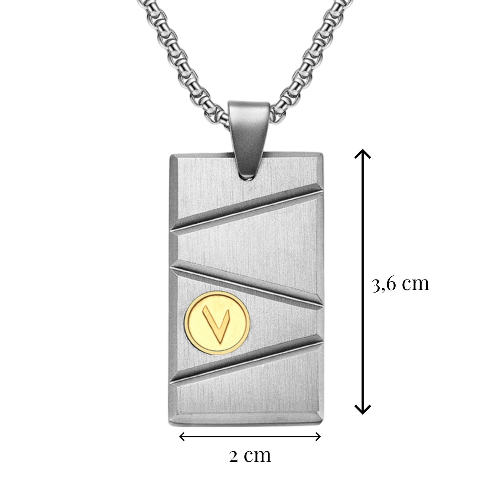 Collier urbain pour homme, acier inoxydable avec médaillon doré, style plaque militaire, modèle Zaro
