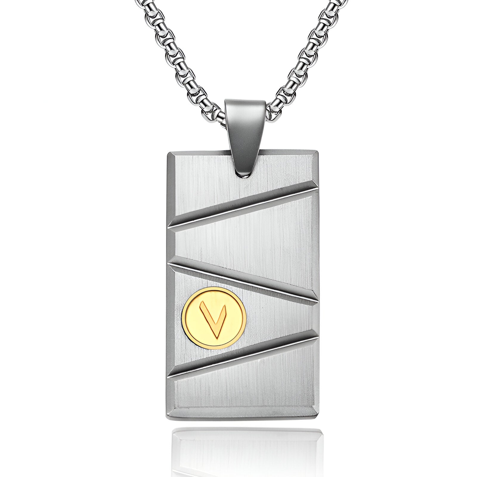 Collier urbain pour homme, acier inoxydable avec médaillon doré, style plaque militaire, modèle Zaro