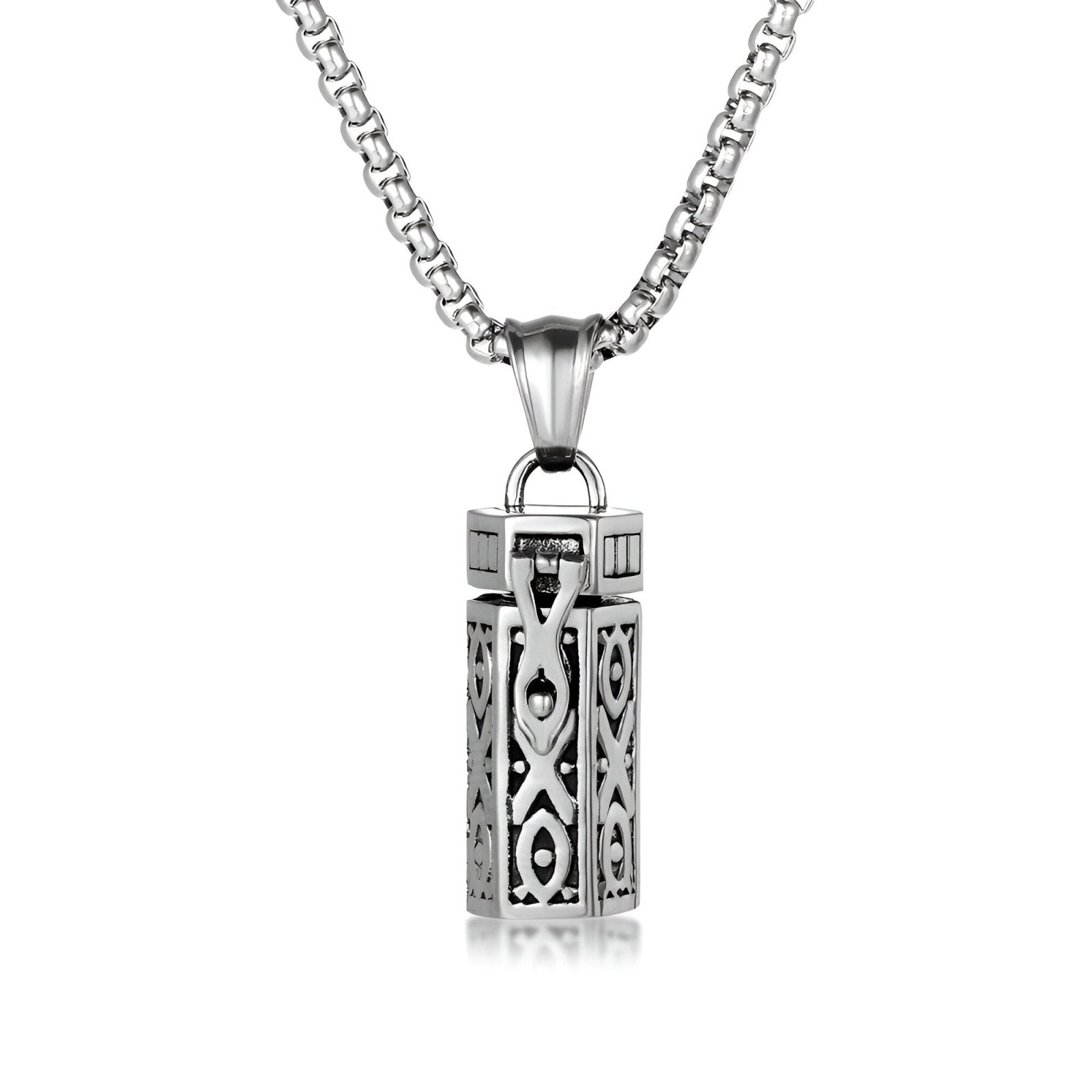 Collier urne funéraire unisexe, pendentif flacon gothique en acier inoxydable, modèle Codex