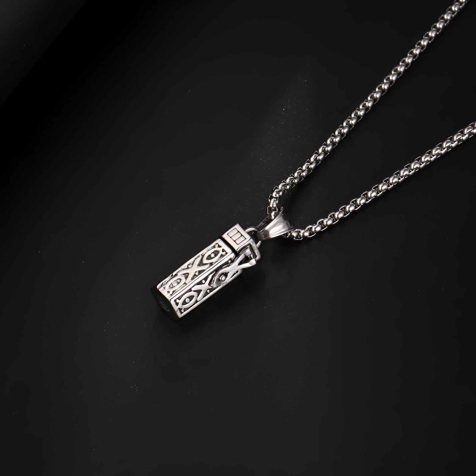 Collier urne funéraire unisexe, pendentif flacon gothique en acier inoxydable, modèle Codex