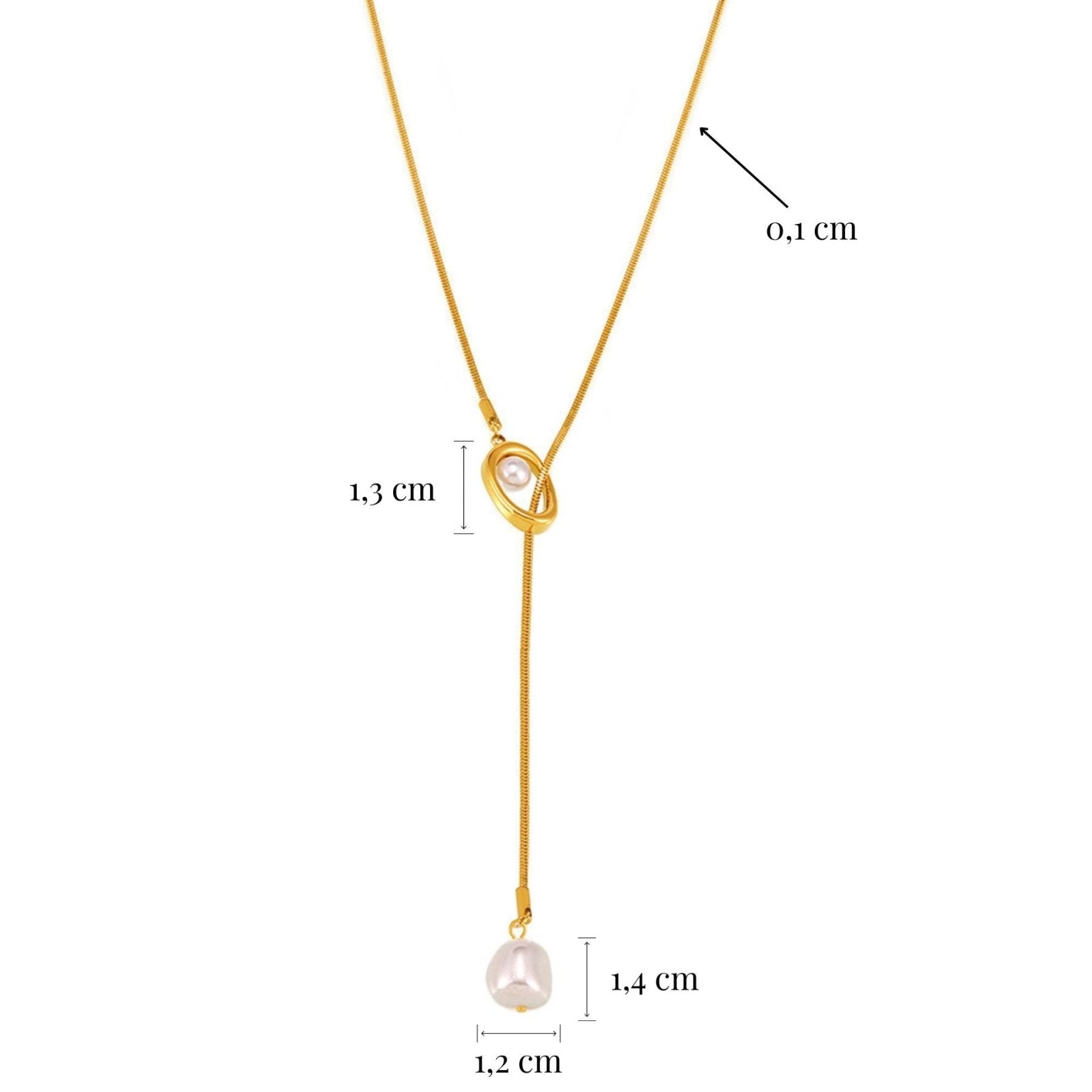 Sautoir doré coulissant à pendentif perle fantaisie baroque, bijou raffiné pour femme, modèle Sélène