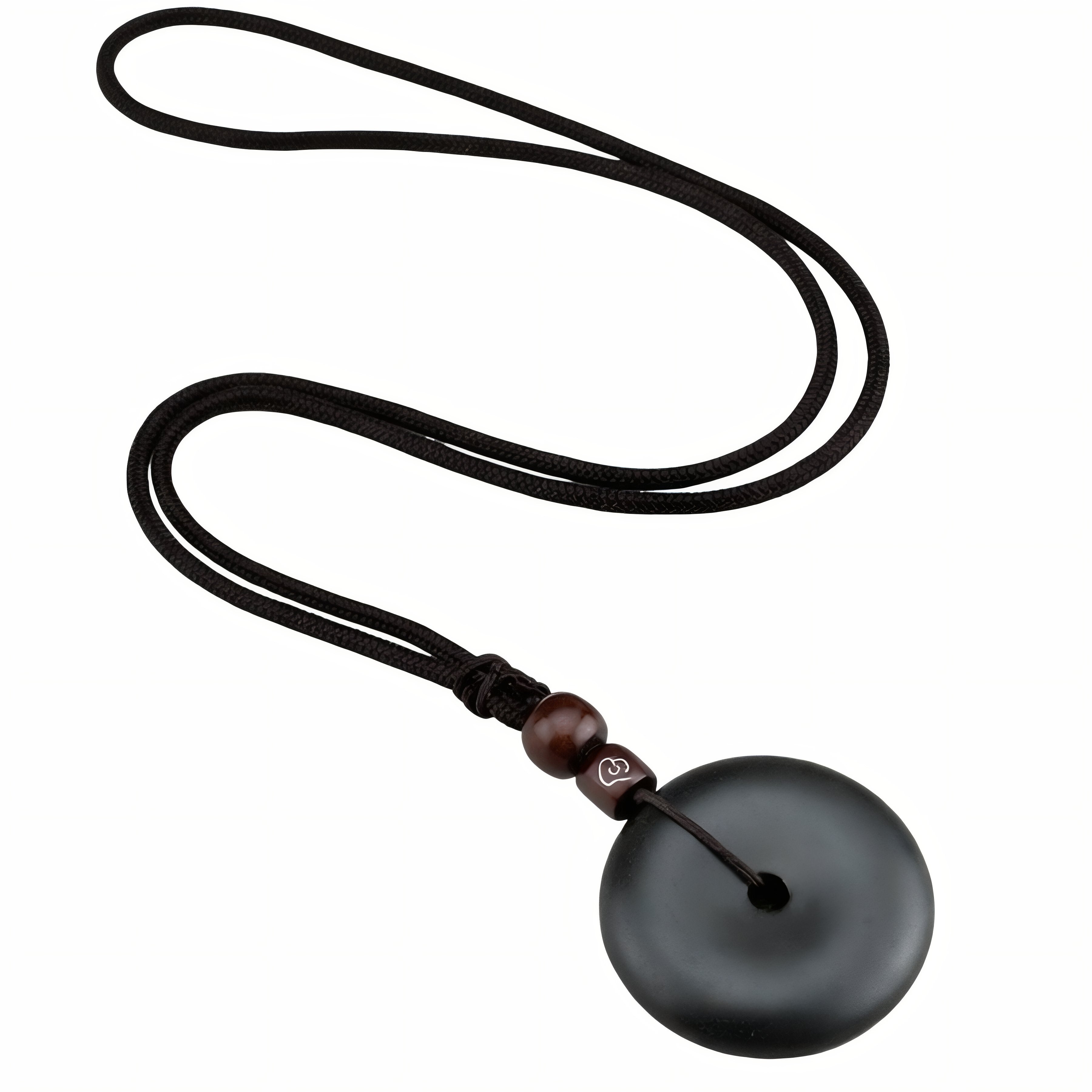 Halskette aus Naturholz für Damen, mit rundem Anhänger und Holzperle, fixierter Kordel