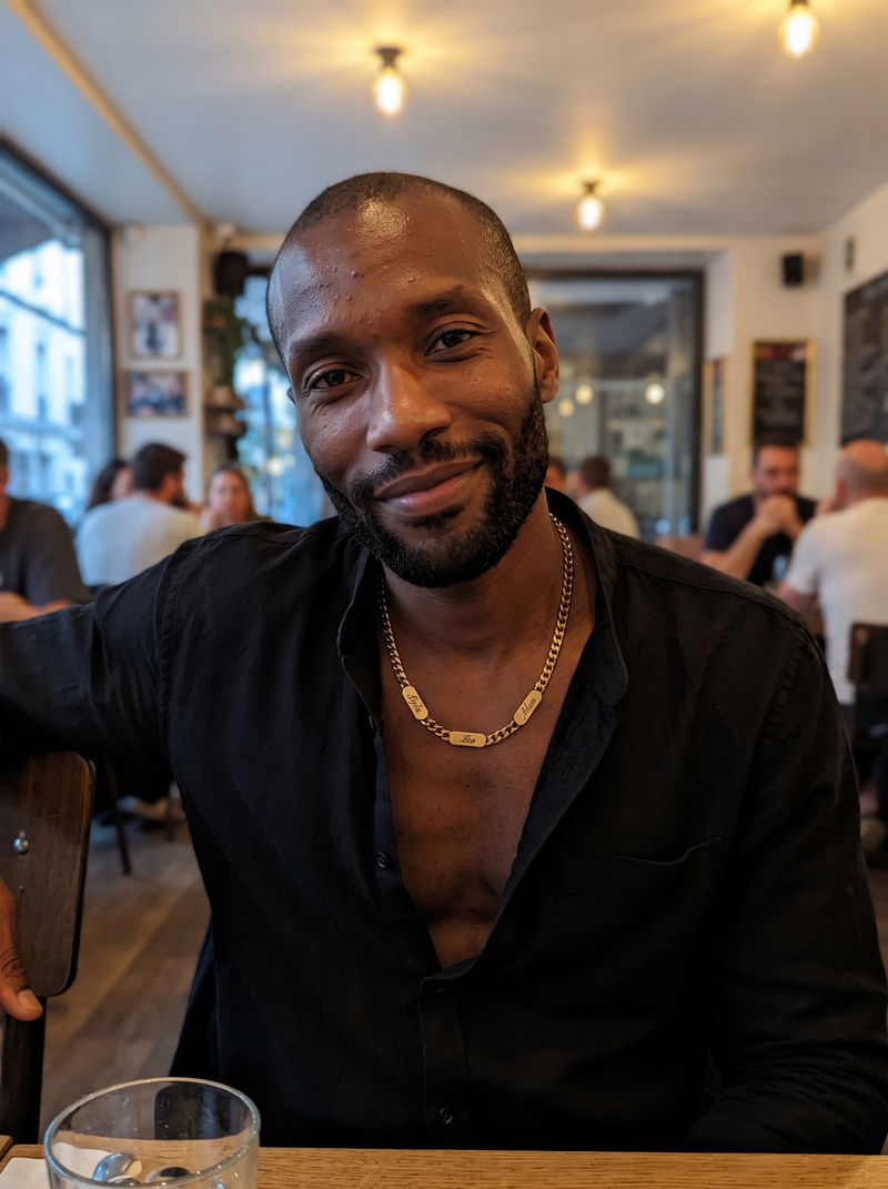 Customer wearing the necklace
