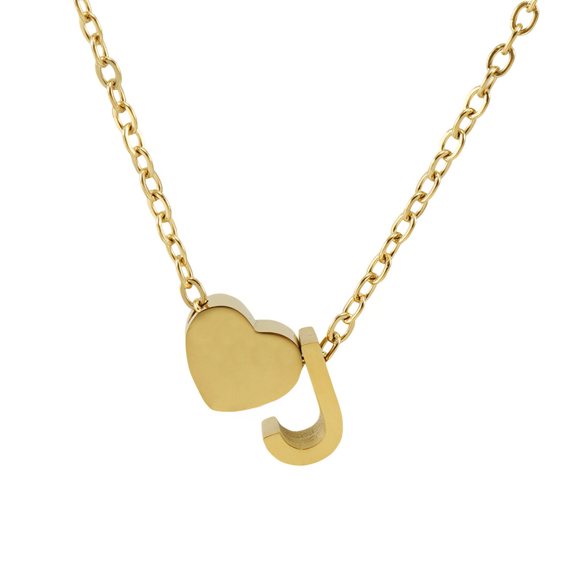 Personalisierte Halskette mit Herzanhänger und Anfangsbuchstaben, aus 18-karätig vergoldetem Edelstahl