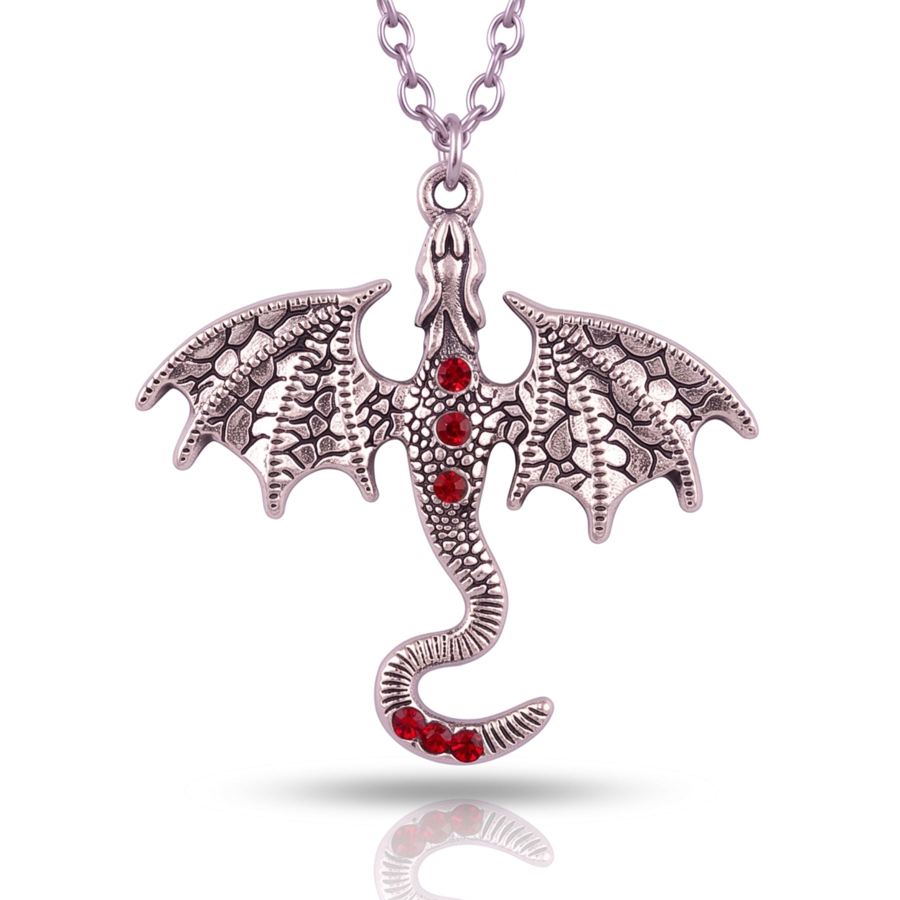 Collier dragon pour femme, en alliage de zinc argenté, avec cristal