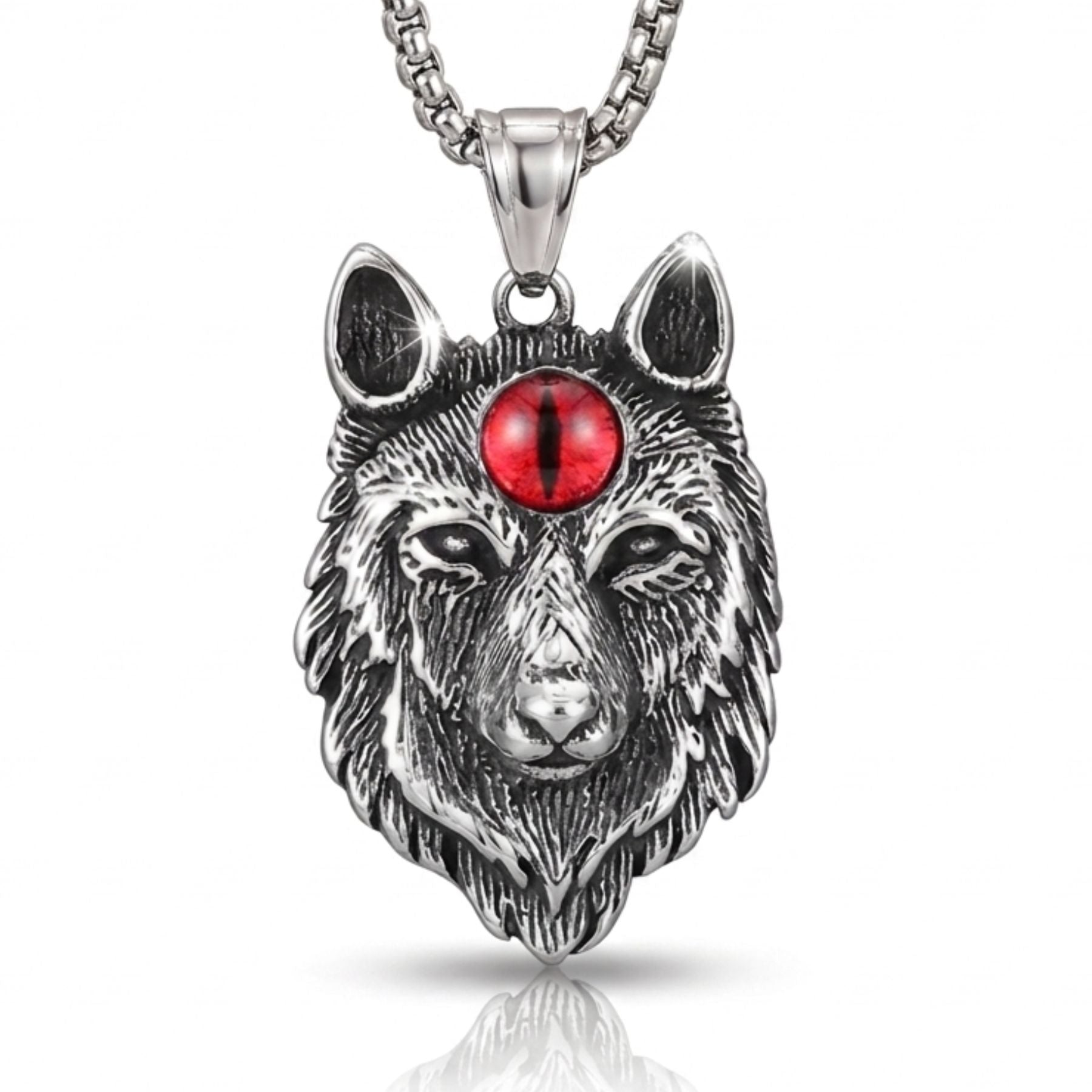 Collar con cabeza de lobo para hombre, de acero inoxidable, estilo gótico