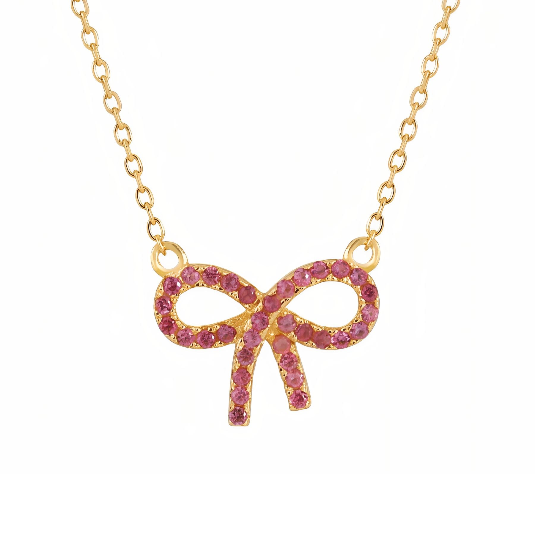 Collier noeud infini pour femme, en argent 925, avec zircons roses