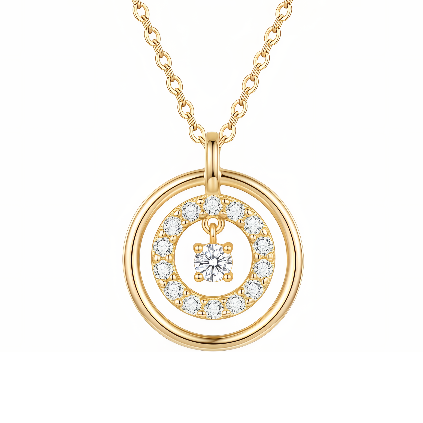 Collier pendentif circulaire  pour femme, en argent 925, style élégant