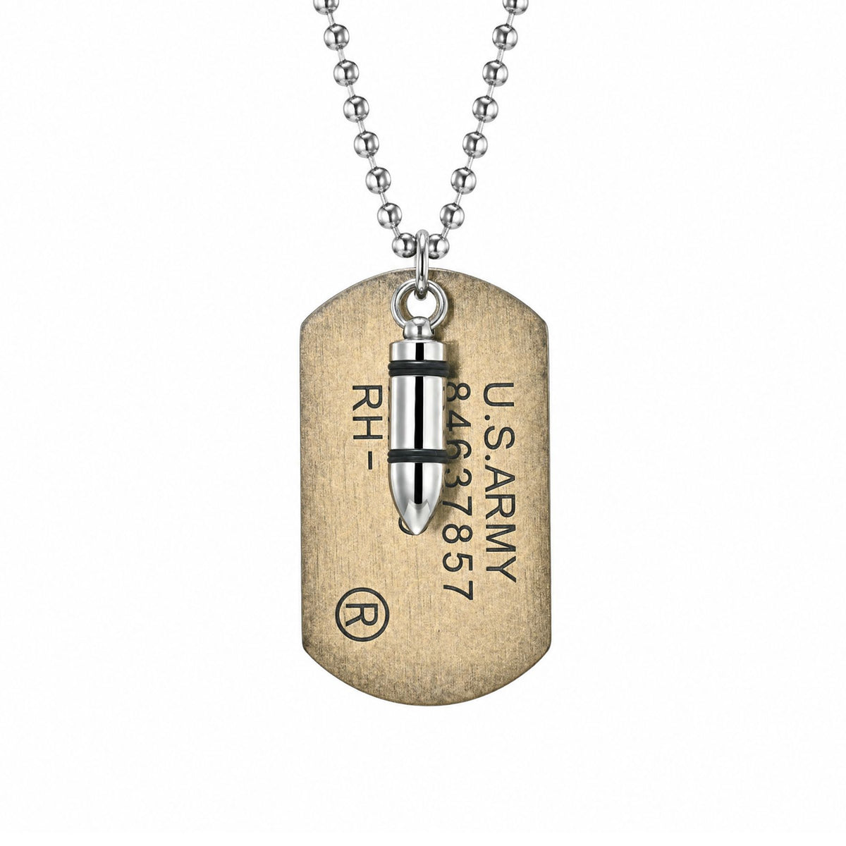 Collier plaque militaire U.S. ARMY pour homme, en acier titane, pendentif cartouche et inscription américaine, chaîne à billes