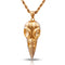 Men's raven skull necklace, in gold stainless steel, gothic style