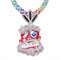 Collar de dibujos animados para hombre, de cobre, cadena cubana multicolor, estilo hip-hop