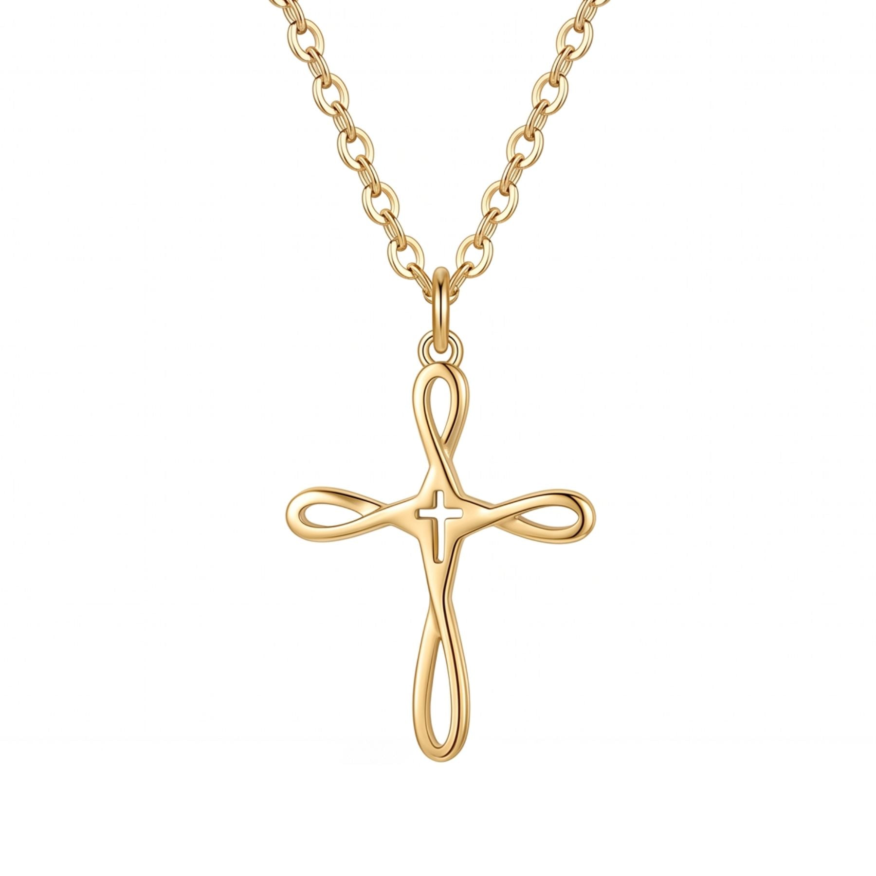 Collier croix infini pour femme, en argent 925, style minimaliste