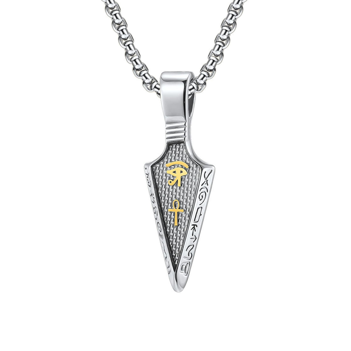 Pánský náhrdelník s egyptskými symboly Oko Horovo, z nerezové oceli, starožitný design