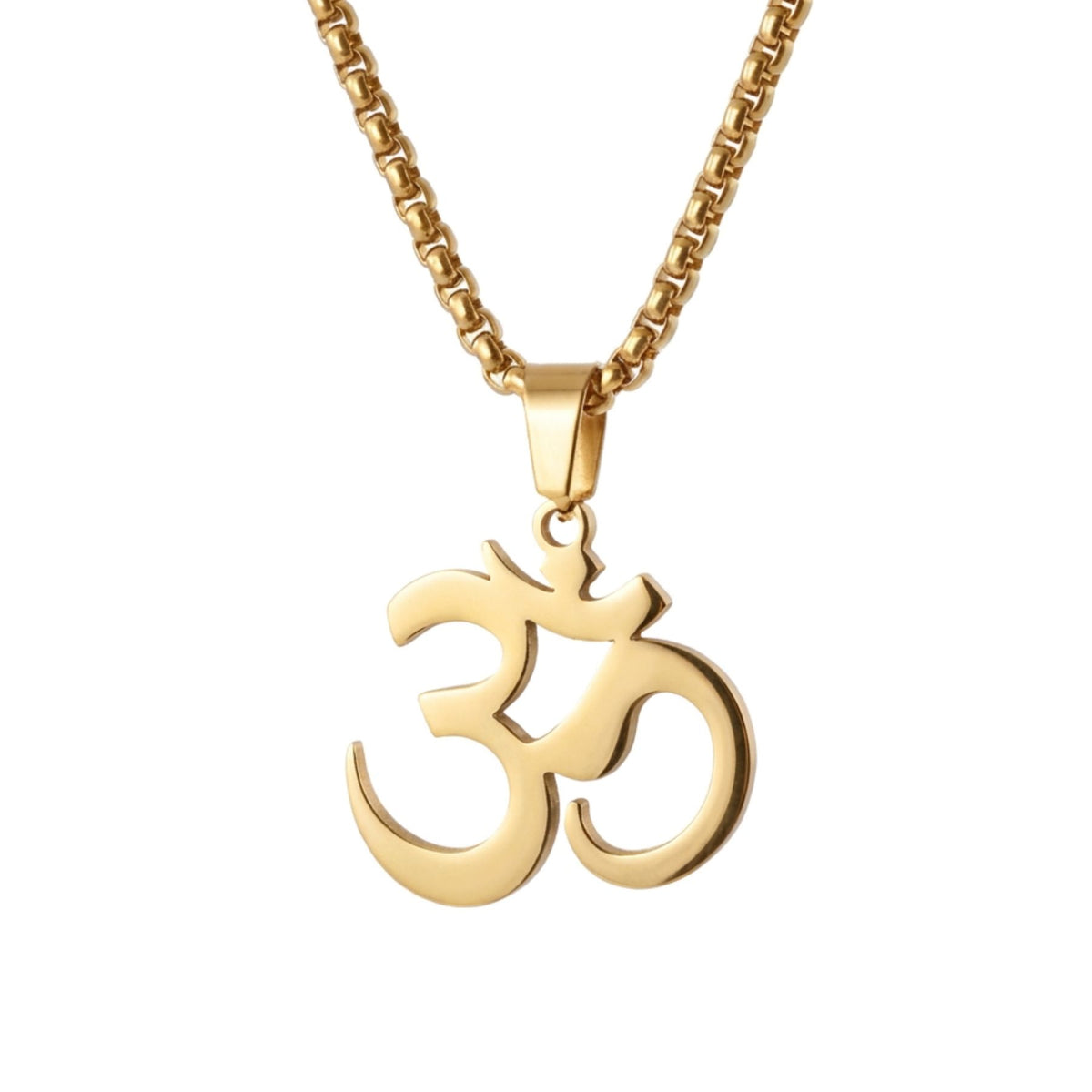 Collier symbole Om mixte, en acier inoxydable, symbole spirituel