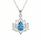 Collier fleur de lotus pour femme, en argent 925, avec pierre bleue