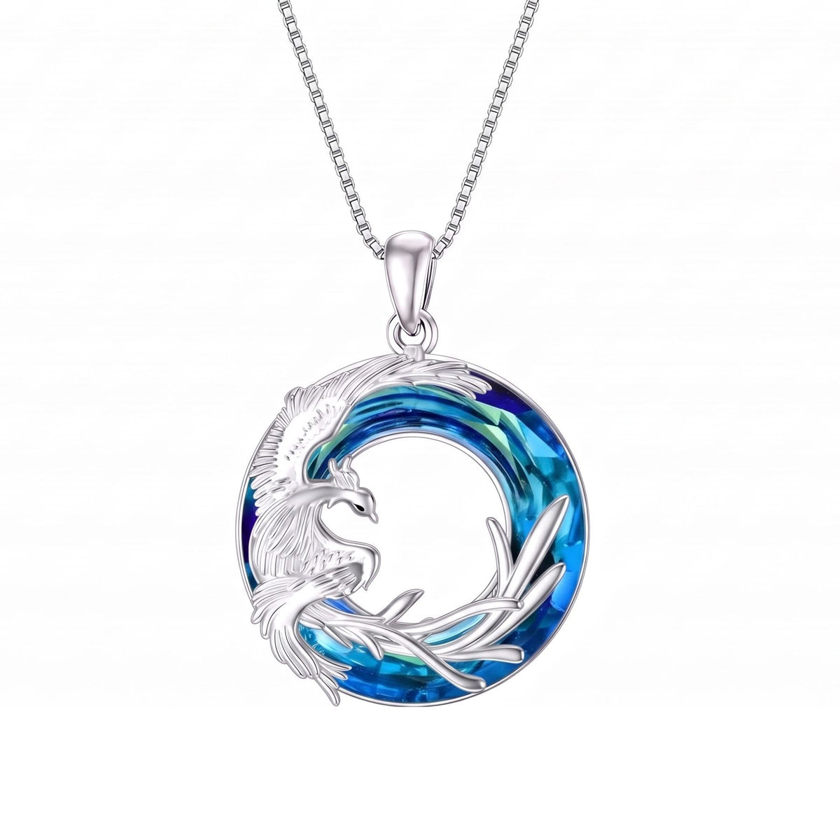 Collier phénix pour femme, en argent 925, avec pendentif cristal, style élégant