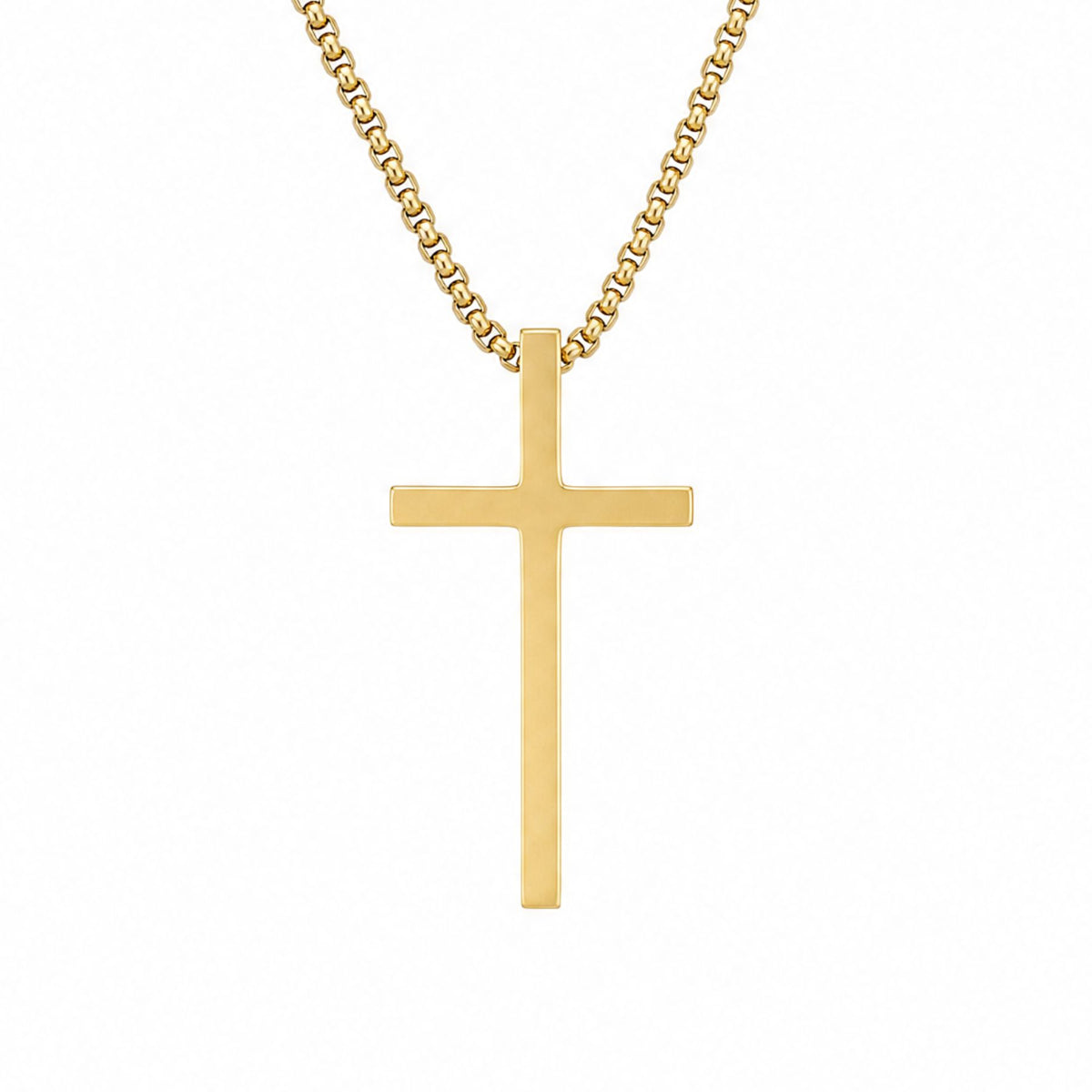Collier pendentif croix lisse pour homme, en acier inoxydable, style minimaliste