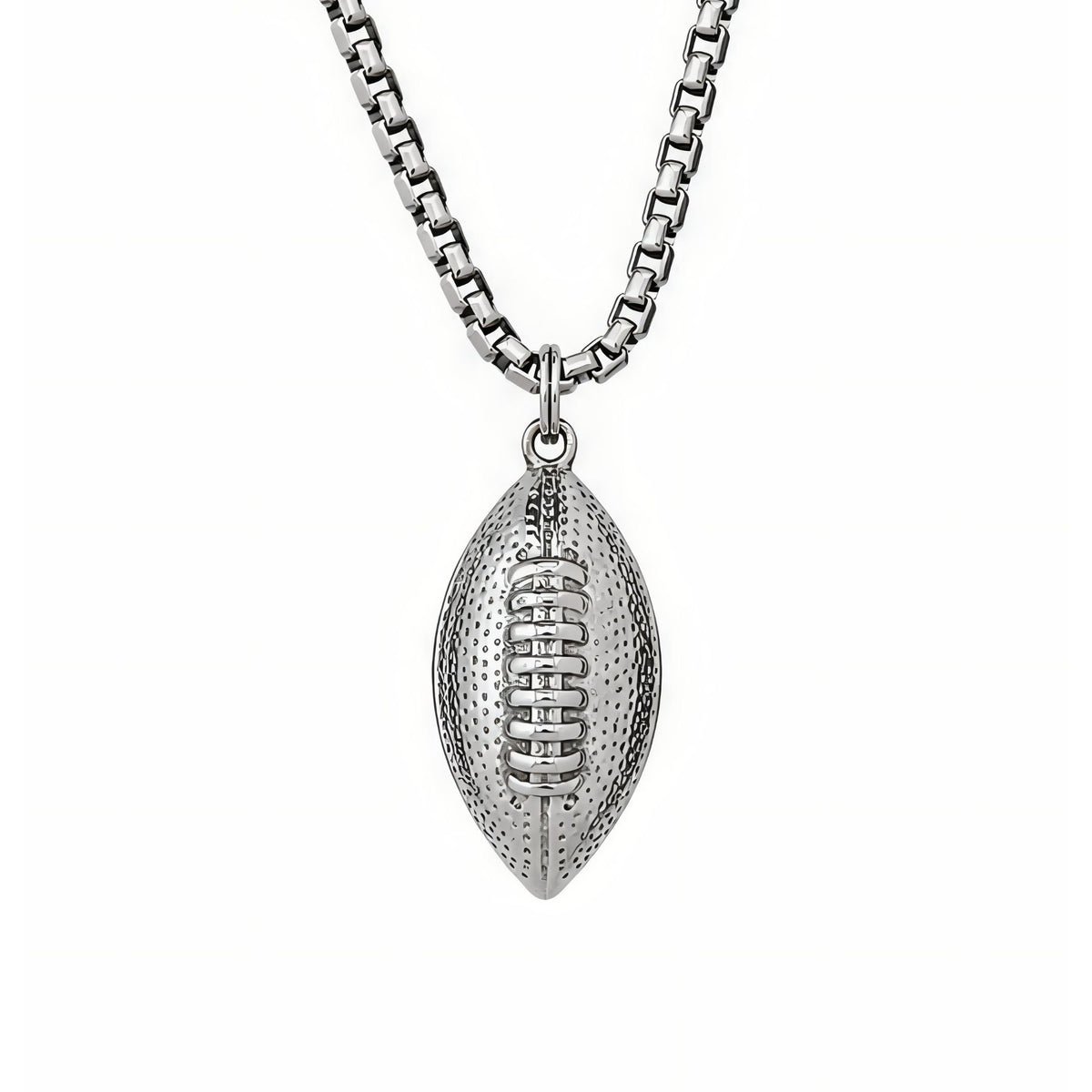 Collier ballon de football américain pour homme, en acier inoxydable, tendance