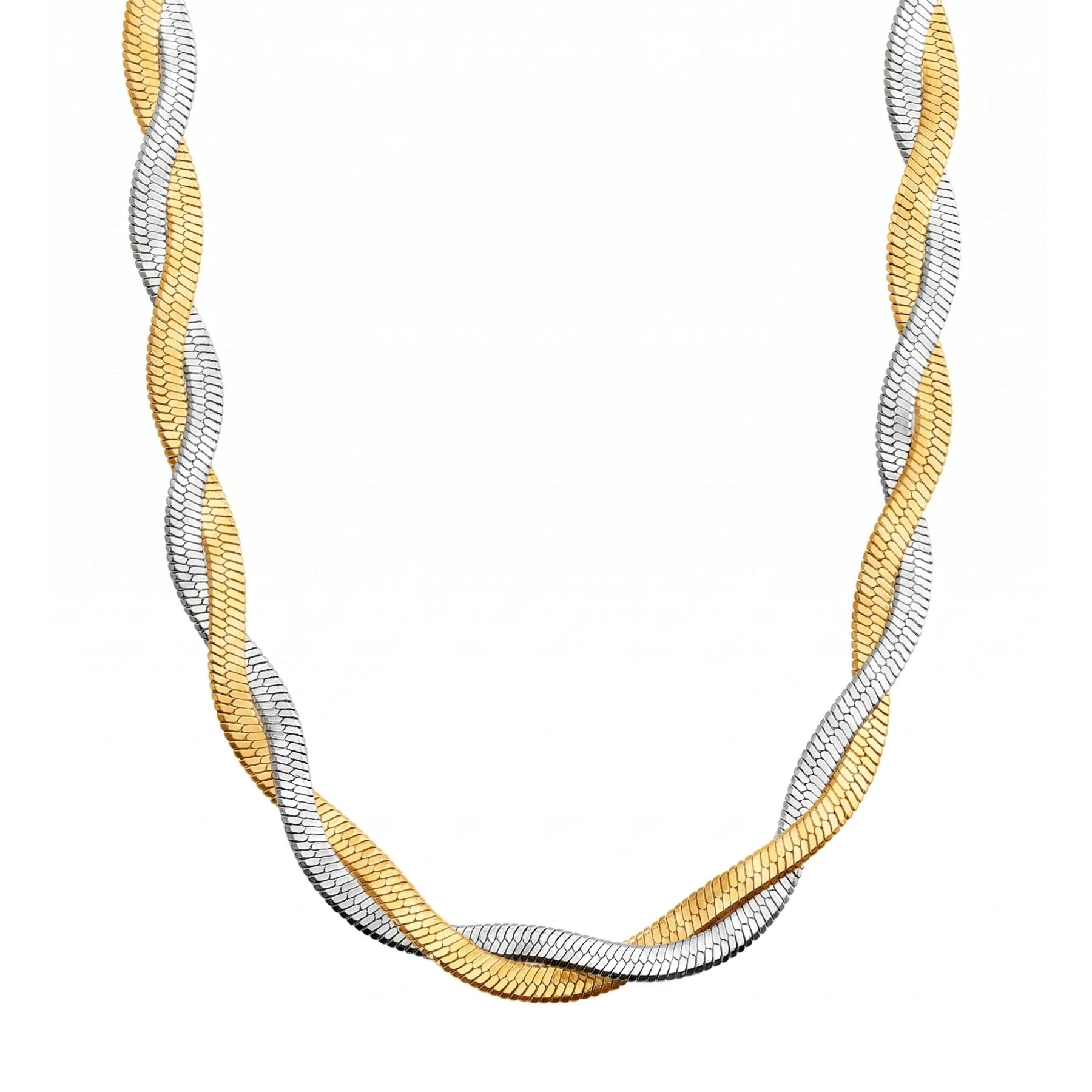 Collier serpent tressée pour femme, en acier inoxydable, style tendance