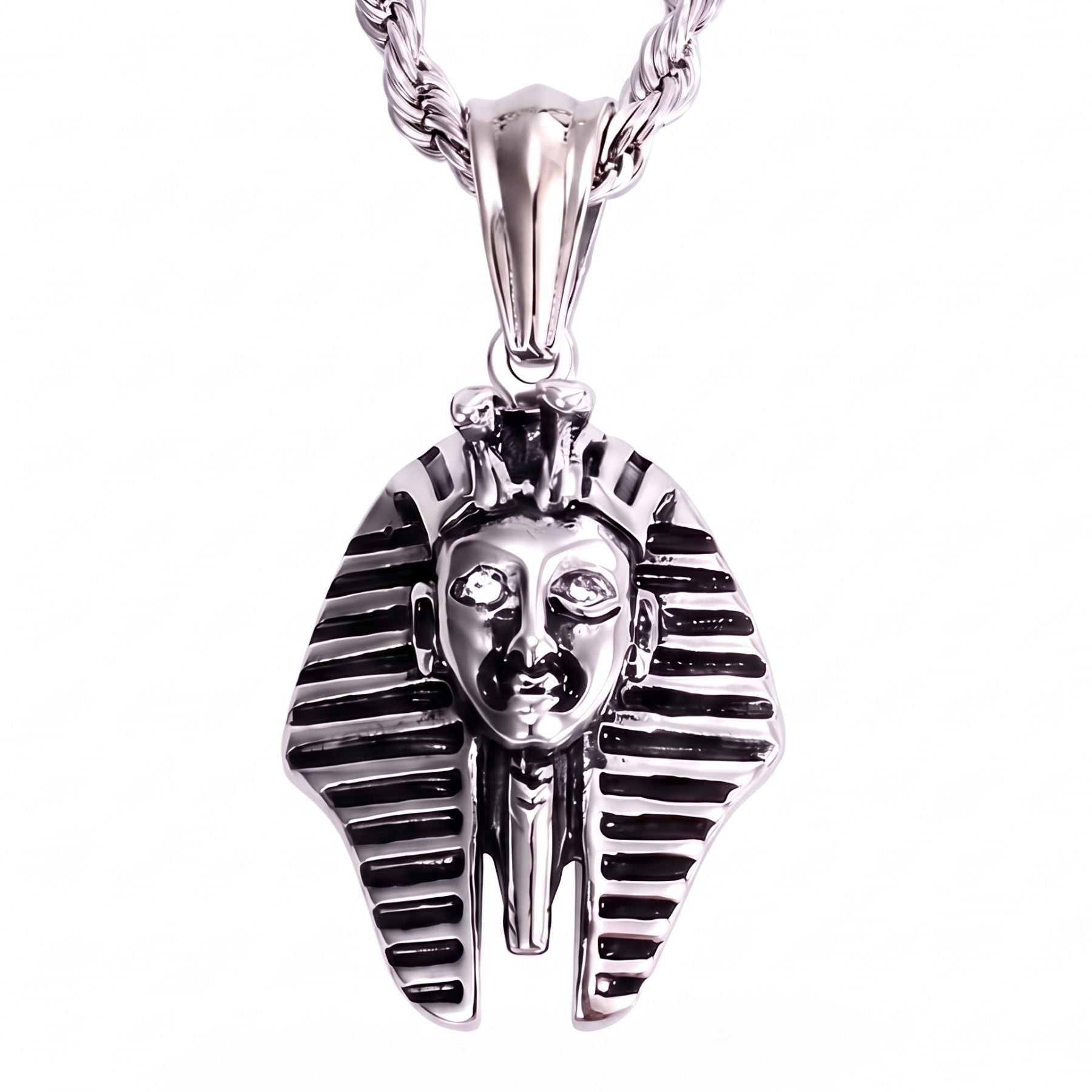 Collier égyptien pharaon pour homme, en acier inoxydable, style vintage