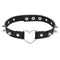 Girocollo gotico punk da donna, in similpelle nera, con ciondolo a cuore metallico e borchie argentate