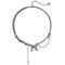 Collier grunge pour femme, en cuivre, avec pendentif papillon bleu effet cristal