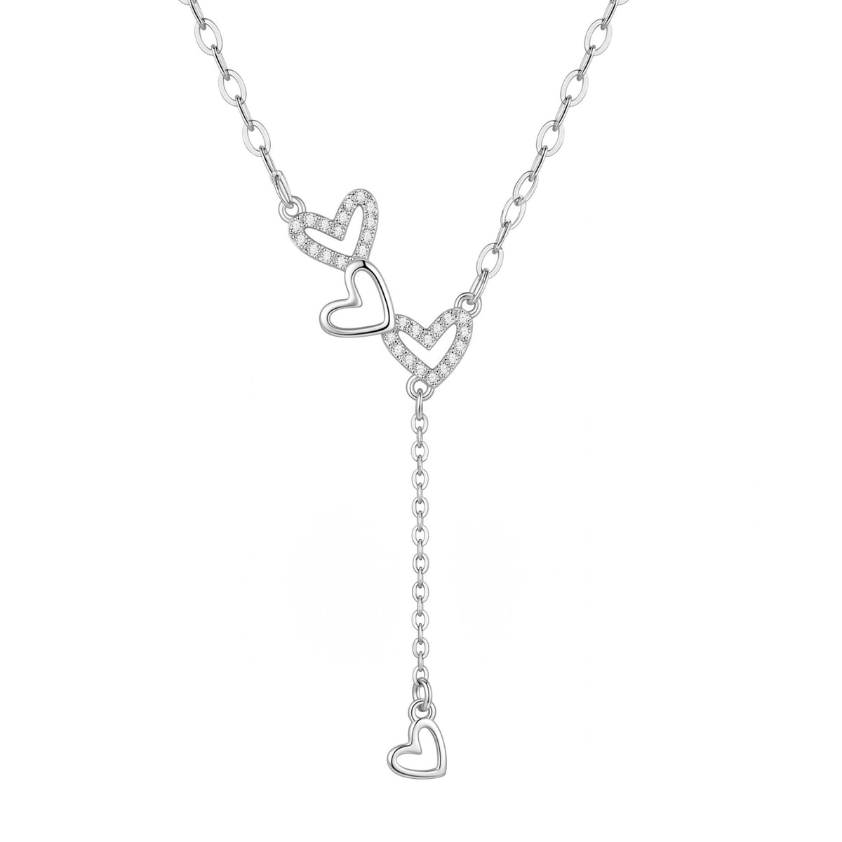 Collier cravate cœur pour femme, en argent 925, avec zircons scintillants