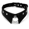 Collier ras de cou gothique pour femme, faux col en simili cuir noir, avec anneau argenté
