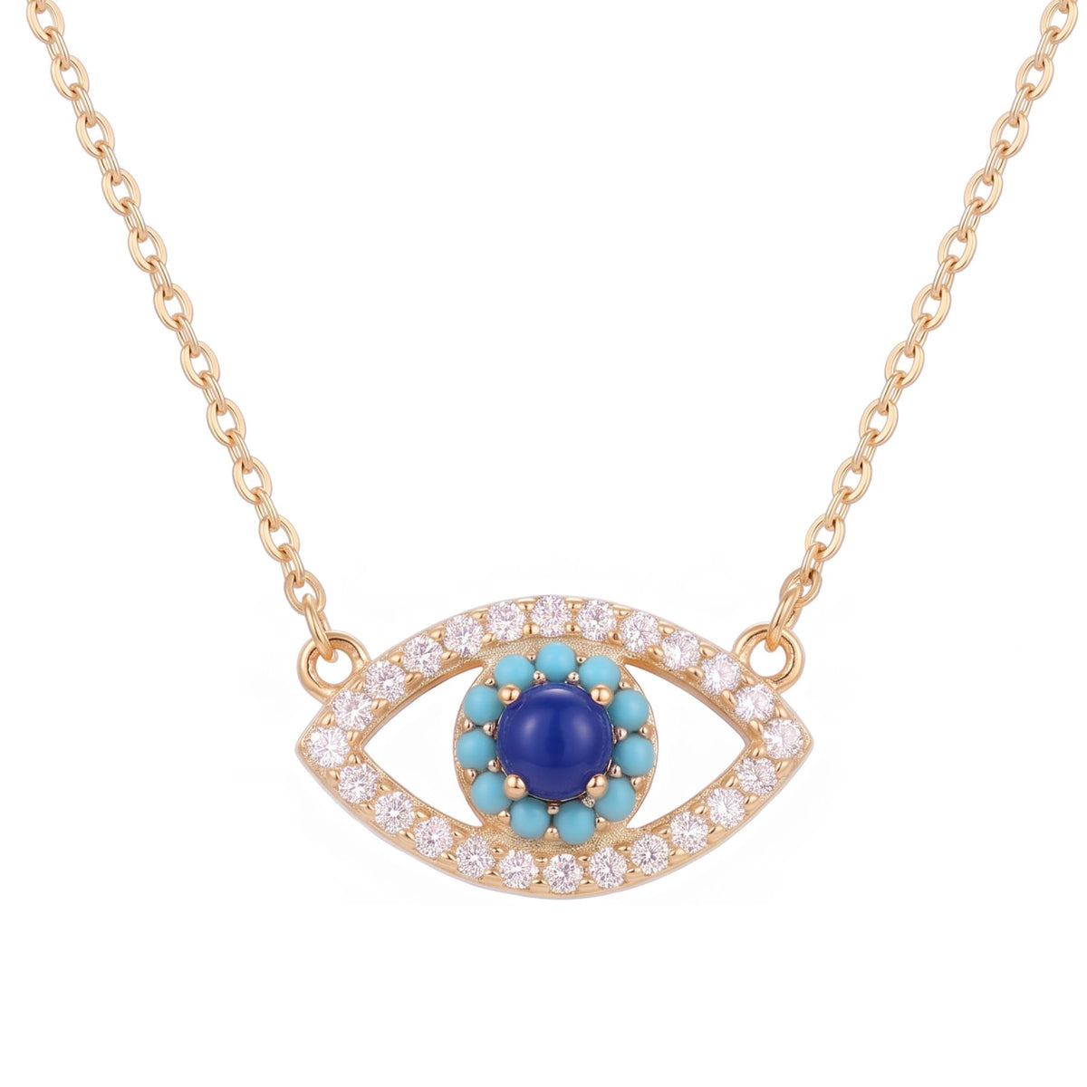 Collier mauvais oeil pour femme, en argent 925, avec zircons scintillants