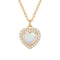Collier pendentif cœur pour femme, en argent 925, avec pierre effet opale irisée