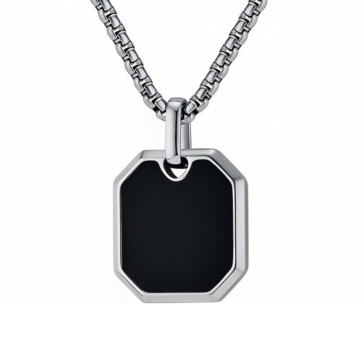 Collier plaque octogonale pour homme, en acier inoxydable, pendentif géométrique au design minimaliste