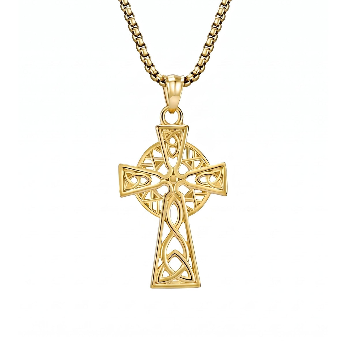 Collier croix celtique pour homme, en acier inoxydable, style viking